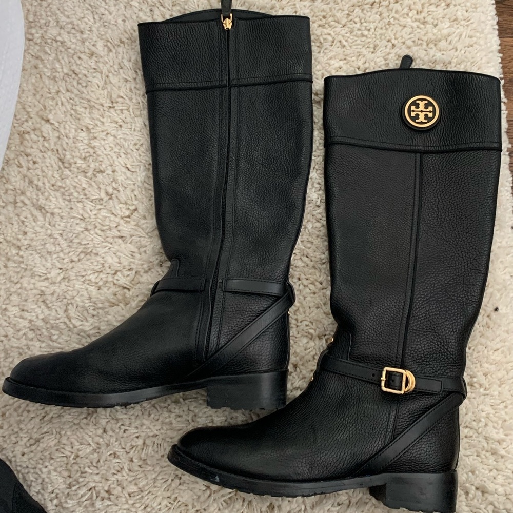 Tory Burch Black Leather Riding Boots